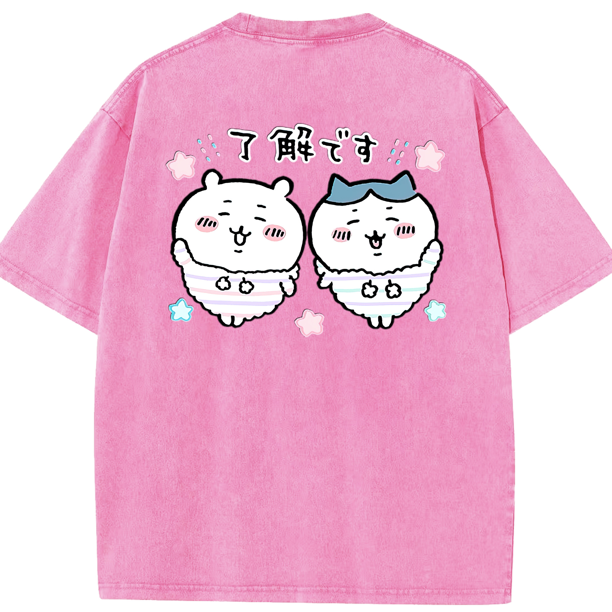 （画像用） ちいかわ ハチワレ Chii-kawa hachiware 綿100% ヴィンテージ風 半袖Tシャツ（背面プリント）